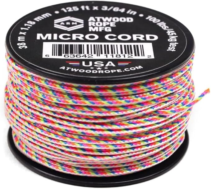 Atwood Rope MFG Micro Utility Cord 1.18mm X 125ft Reusable Spool | Tactical Nylon/Polyester Fishing Gear, Jewelry Making, Camping Accessories