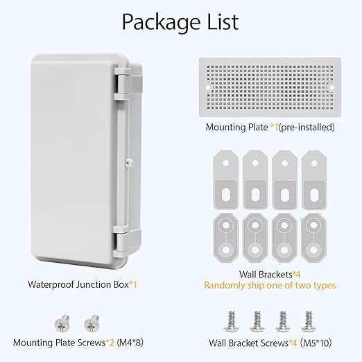 Junction Box ABS Plastic IP65 Waterproof Dustproof Universal Electrical Enclosure Hinged Shell Outdoor and Indoor Usage Project Box, 7.9"x 3.9"x 2.7"(200x100x70mm), Grey