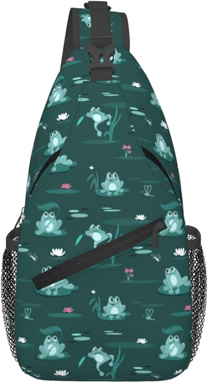Funny Frogs In The Swamp Sling Bag For Women Men Fashion Backpack Crossbody Shoulder Bag Sling Backpack Chest Bag Travel Hiking Casual Sport Daypack