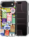 MOSNOVO for iPhone Air Case | Military Grade 6.6ft Drop Tested | Camera Control | Clear with Air Ticket Labels Design