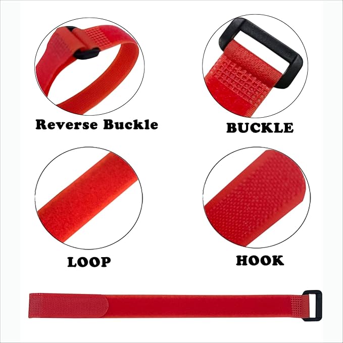 10 Pack (12 x 0.8 Inch) Reusable Fastening Cable Ties and Cable Straps Red Color,Adjustable Multi-Purpose Hook and Loop Straps Nylon Cable Ties Organizer Fastener Management Wire Straps