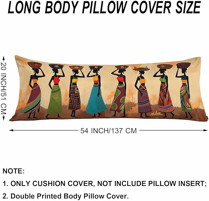 20x54 Body Pillow Cover African Woman African Woman Dancer Zipper Body Pillowcase Side Sleeper Pillow Covers Body Pillow Cushion Cover for Men Women Home Bedroom