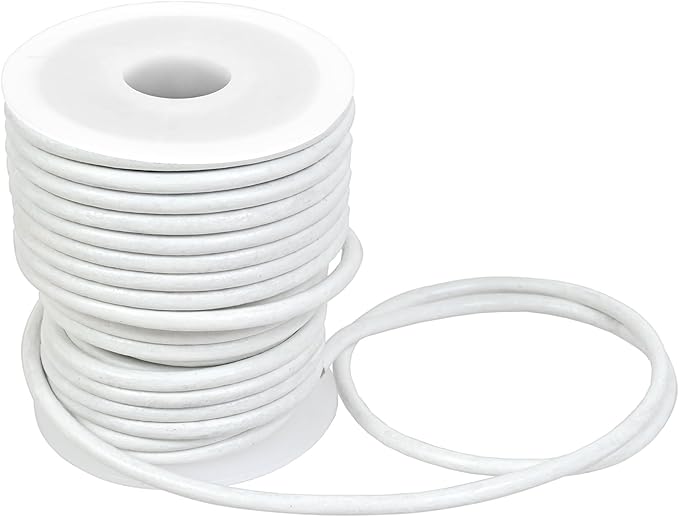 GENIQUE Real/Genuine Round Leather String Cord for Necklace, Bracelets, Jewellery, Braiding (3mm, White)