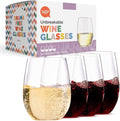 TaZa Outdoor Wine Glasses Stemless, 20oz Set of 4, Unbreakable Tritan Plastic Drinkware, Dishwasher Safe Reusable Glasses, Clear Shatterproof Glassware