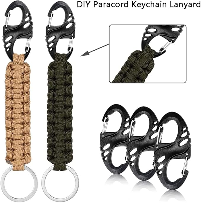 12 Pack 2" Carabiner Clip Plastic S Carabiner Clips Paracord Keychain Hooks for Key Chain Backpacks Bags Zipper Clip Accessories
