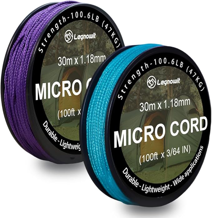 Micro Paracord, 1.18mm x 100ft Thin Mini Utility Braided Small Paracord for Crafting, DIY Project, Camping and More