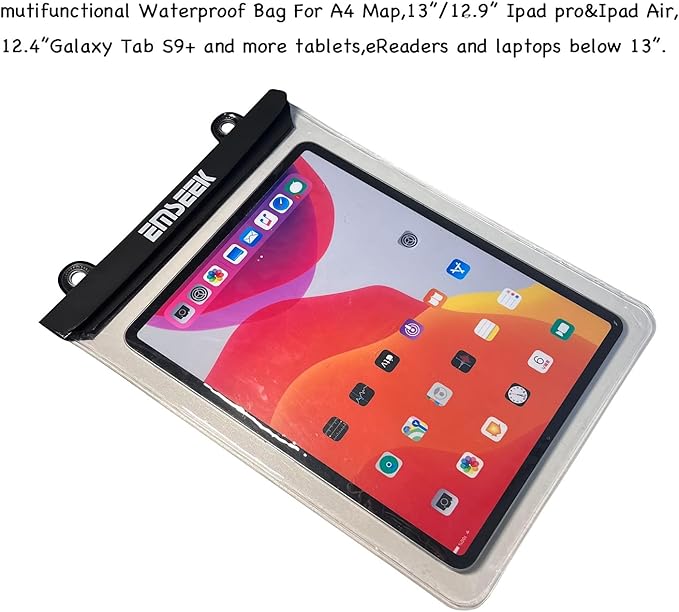 Waterproof Map Case 13 inch Clear Dry Tablet Bag A4 Waterproof Map Pouch Holder For Camping Hiking kayaking Biking Traveling Boating