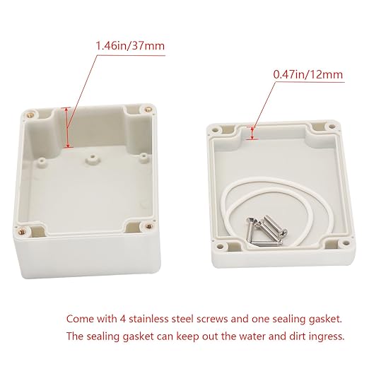 Project Box IP65 Waterproof Junction Box ABS Plastic Electrical Boxes DIY Electronic Project Case Power Enclosure White 4.53x3.54x2.17 inch (115 x 90 x55 mm)