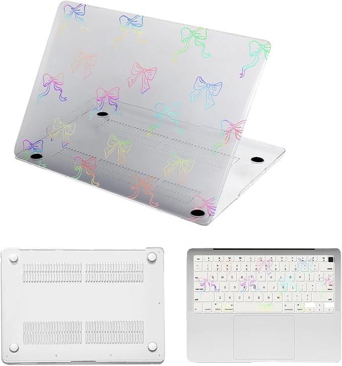 Case Cover for MacBook Pro 14 inch 2025-2021 Release M4 M3 M2 M1 Pro/Max (Model A2442 A2779 A2918 A2992 A3112 A3185 A3401),14.2" Hard Case & Soft Keyboard Cover,Colorful Bow