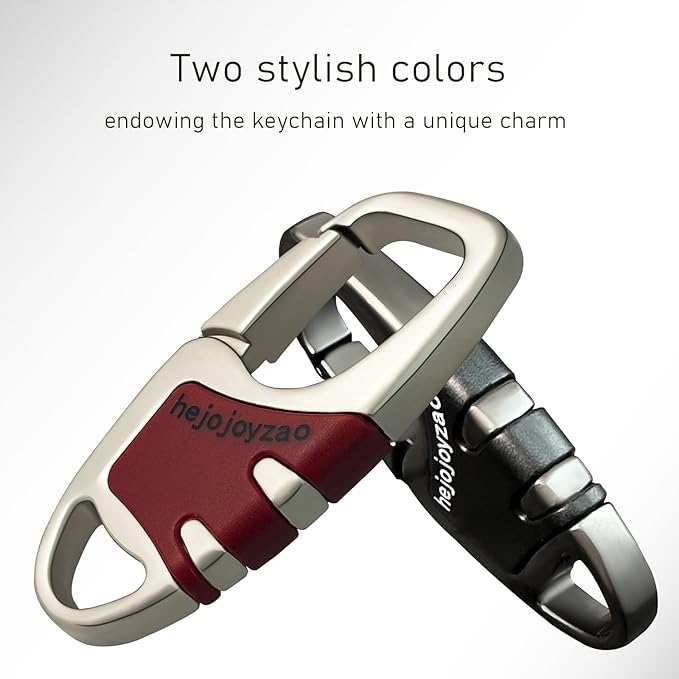 Keychain with Carabiner Clip, 4 Heavy Duty Key Rings and D Ring for Men's Car Key Fob Holder Fits Belt Loops