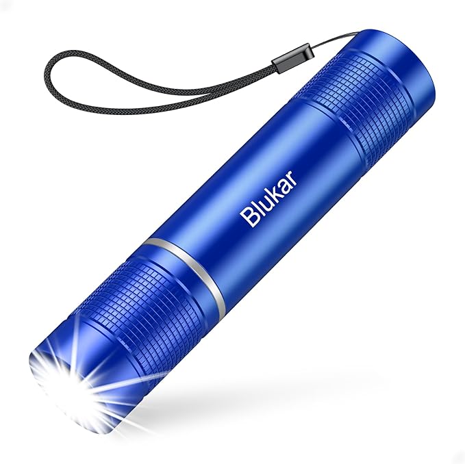 Blukar Flashlight Rechargeable, High Lumens Flashlight, Super Bright Small LED Flash Light- Zoomable, Adjustable Brightness, Long Lasting for Camping, Outdoors and Home Emergency-Blue