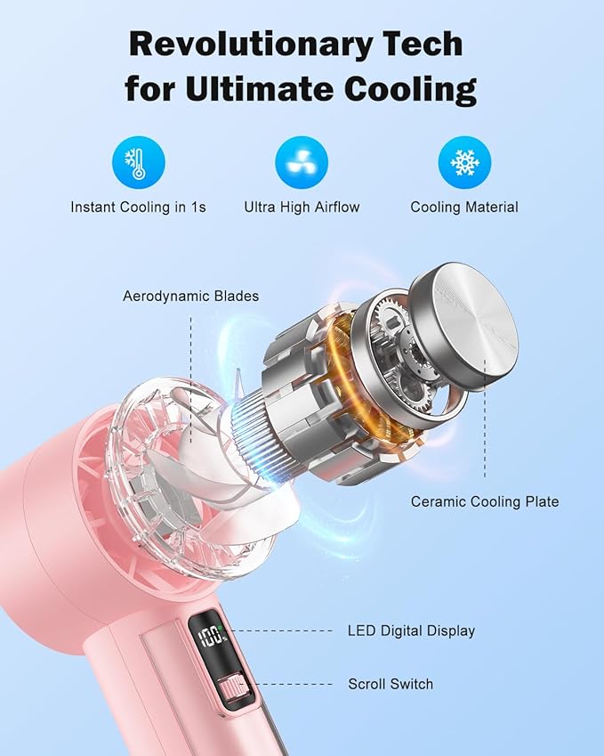 AMACOOL Handheld Fan with Ice Cooler, Mothers Day Gifts for Mom Her Women Girl, Mini Portable Cooling Fan, Small Yet Powerful, Personal Hand Fans for Travel Essentials Beach Makeup Must Have