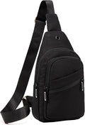 AOSTIHOT Crossbody Small Sling Backpack Sling Bag for Women, Chest Bag Daypack Crossbody for Travel Sport Running Hiking Black White