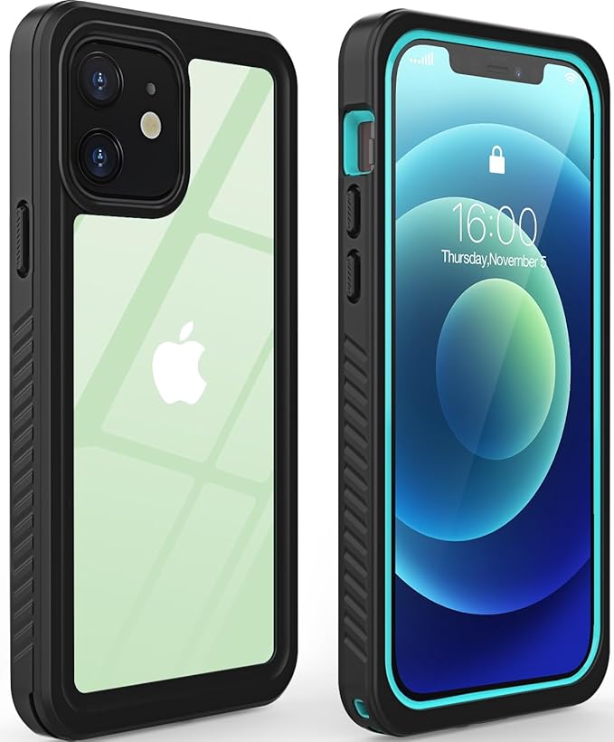 Diverbox for iPhone 12 Waterproof Case,Waterproof Shockproof Dustproof IP68 Full-Body Hard Case Built-in Screen Protector Underwater Outdoor Waterproof Cover for iPhone 12,6.1 in (Teal)