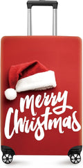 ANNA QUEEN Merry Christmas Luggage Cover, Santa Hat Holiday Design Suitcase Protector, Stretchable Washable Travel Sleeve for 28-30 Inch Luggage