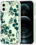 MOSNOVO Case for iPhone 12 & iPhone 12 Pro, [Buffertech 6.6ft Military-Grade Drop Protection] [Anti Peel Off Tech] Clear TPU Bumper Phone Case Cover Design - Eucalyptus