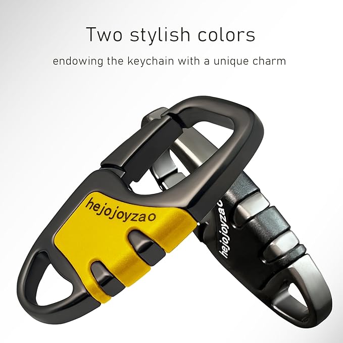 Keychain with Carabiner Clip, 4 Heavy Duty Key Rings and D Ring for Men's Car Key Fob Holder Fits Belt Loops
