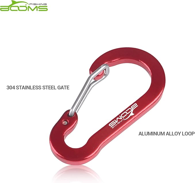 Booms Fishing CC1 Multi-Use Carabiner Clip, 6 Pack Small Caribeener Clips, Mini Keychain Caribeaner Clip 2 inch, Aluminum D Ring Carabiners, Multi-colored