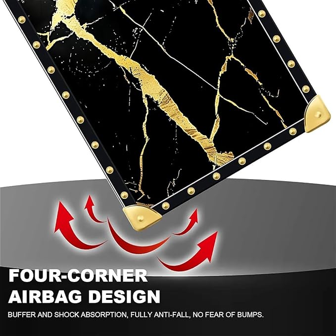Compatible with iPhone 13 Pro Max Case, Black Gold Marble Nature Luxury Golden Decoration for Girl Women Soft TPU Shockproof Protective Hard PC Back for iPhone 13 Pro Max