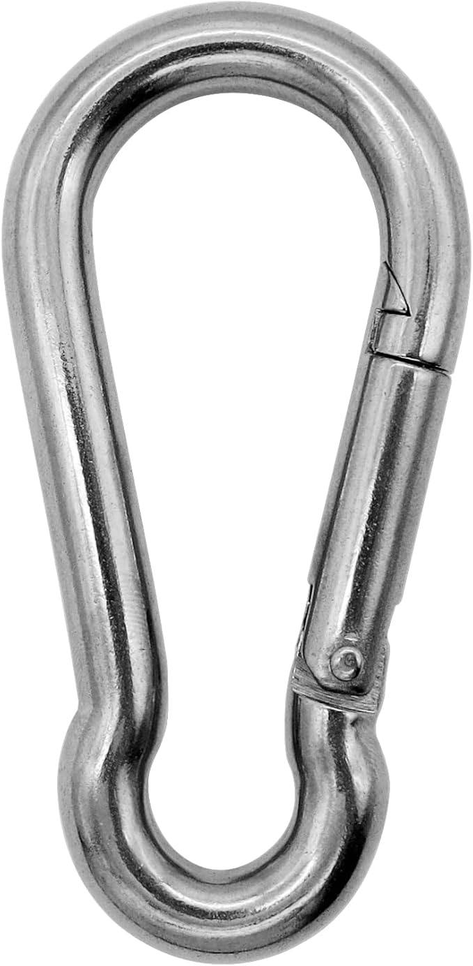 Marine Grade 316 Stainless Steel Carabiners Heavy Duty, Durable & Rust-Free Clips for Gym, Swing, Dog Leashes, Hammocks, Keychains, and More