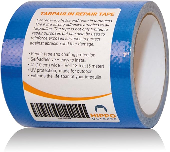 Tarpaulin Repair Tape - Heavy Duty Repairs Duck Tape, Blue Duct Tape, uv Protected and Waterproof, Protect Against Chafe wear and Tear 16 ft Tape roll (1250)