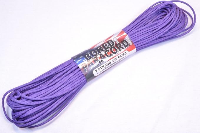 BORED? PARACORD! 550 lb Paracord – Ideal for Crafting, DIY Projects, Camping, Military & Active Outdoors – 300+ Colors – Tactical Parachute Cord Type III – Strong - Purple 50 Feet