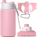 Collapsible Water Bottle, Portable Folding Bottle & Water Bottle with Clip for Backpack, Foldable Water Bottle BPA Free, Sport Bottle Water Squeeze Collapble Watterbottles (Pink)