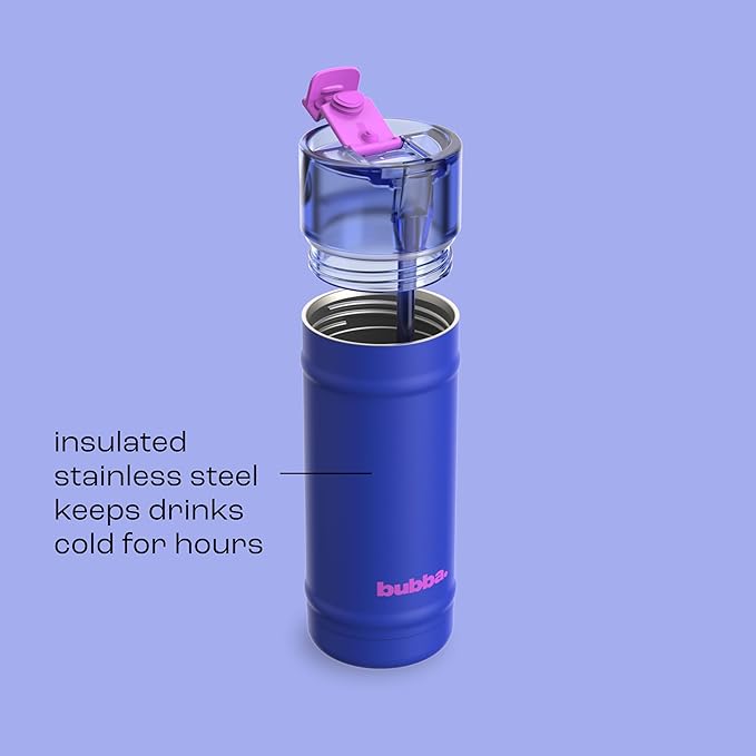 bubba 18 oz Dualsip Insulated Stainless Steel Water Bottle with Straw - Reusable, Leakproof, Lightweight, Dishwasher Safe, Lead-Free and BPA-Free, Ocean Energy
