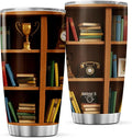 CUBICER Bookshelf Design Stainless Steel Tumbler 20 Oz For Book Lovers Teachers Librarians And Writers Gift Reading Enthusiasts Heat Coffee Iced Insulated Hot Cool Travel