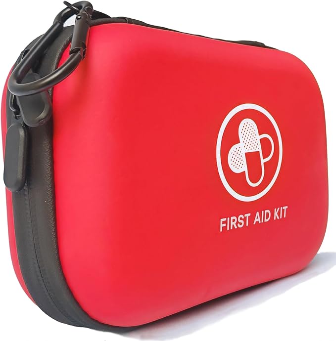 First Aid Kit 150 Piece Waterproof Hard Shell Emergency Medical Kit for Home, Camping, Hiking, Sports, Office, Adventure Portable IFAK Kits (Red)
