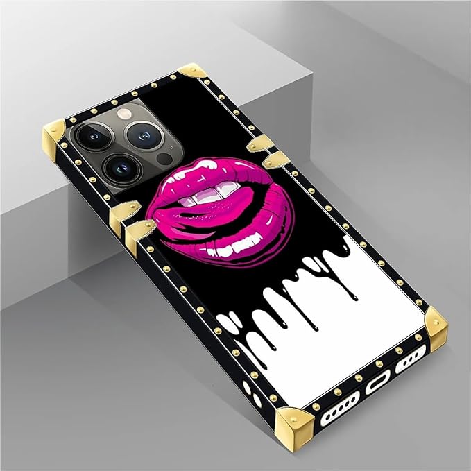 Compatible with iPhone 14 Pro Case, Black White Red Slap Sexy Luxury Golden Decoration for Girl Women Soft TPU Shockproof Protective Hard PC Back for iPhone 14 Pro