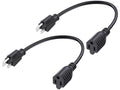 [ETL Listed] Cable Matters 2-Pack 16 AWG Heavy Duty 13A Short Power Extension Cord - 1ft, 3 Prong Power Cord Extension, NEMA 5-15P to NEMA 5-15R, Black