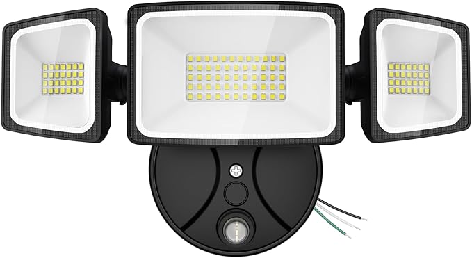 Onforu 70W Dusk to Dawn Outdoor Lighting,7000LM Black Flood Lights Outdoor,IP65 Waterproof Exterior Security LED Light,3 Adjustable Heads Photocell Light Fixture,6500K Floodlight for Garage,Patio,Yard