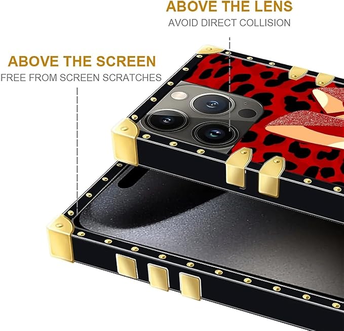 Compatible with iPhone 16 Pro Max Case, Elegant High Heels Luxury Golden Decoration for Girl Women Soft TPU Shockproof Protective Hard PC Back for iPhone 16 Pro Max