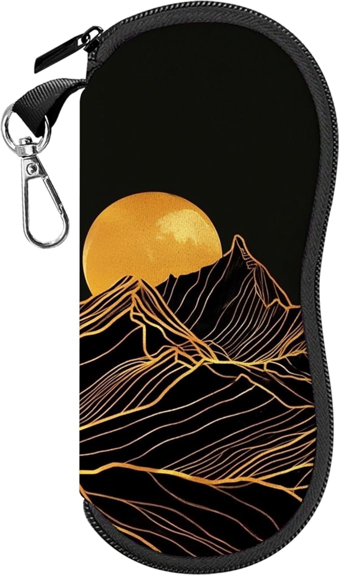 Glasses Case Sunglasses Eyeglass Soft Case Zipper Light Neoprene Pouch with Metal Belt Clip Aesthetic Cute Women Men