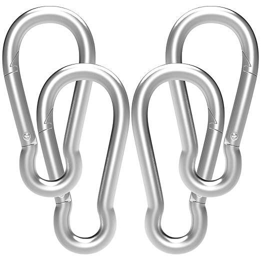Carabiner, Heavy Duty Galvanized Steel Spring Snap Hook Carabiner Clips with 770LBS Holding Capacity, Ideal for Outdoor, Hammock, Swing and Travel (M10 4Inch, 4PCS)