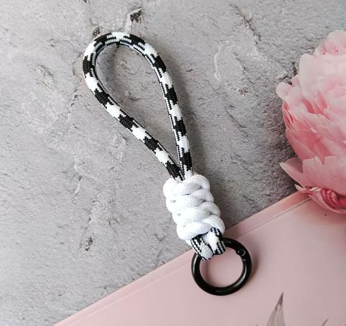 Colorful Braided Paracord Keychain, 12cm Length, Multi-Color Pack with Ring, Decorative Woven Rope Strap