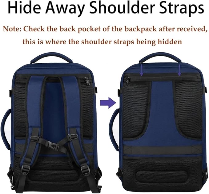 MATEIN Expandable Travel Backpack for Airplanes, Large Capacity Carryon Backpack for Men Women, Water Resistant Airline Approved Bags with Adjustable Shoulder Straps for International Trip, Grey Blue