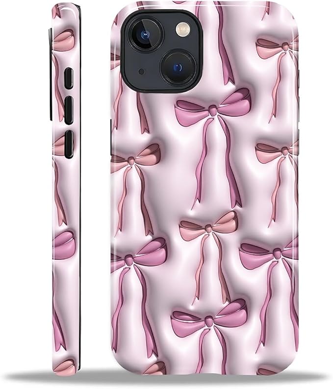 for iPhone 13/14 Case,HL2 Abstract Ribbons Bows Hybrid 2 Layer Hard Shell Silicone Protective Pattern Design Case