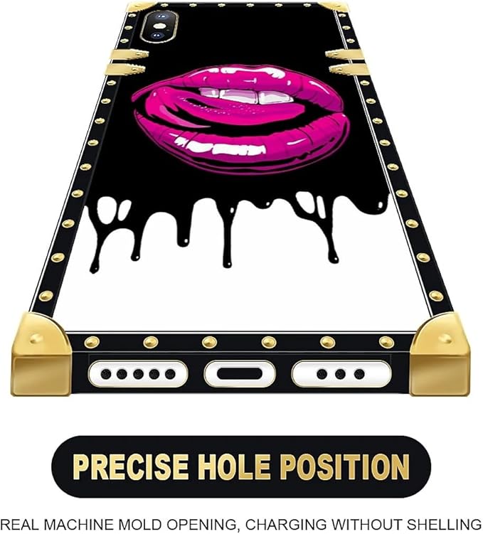 Compatible with iPhone Xs Max Case, Black White Red Slap Sexy Luxury Golden Decoration for Girl Women Soft TPU Shockproof Protective Hard PC Back for iPhone Xs Max
