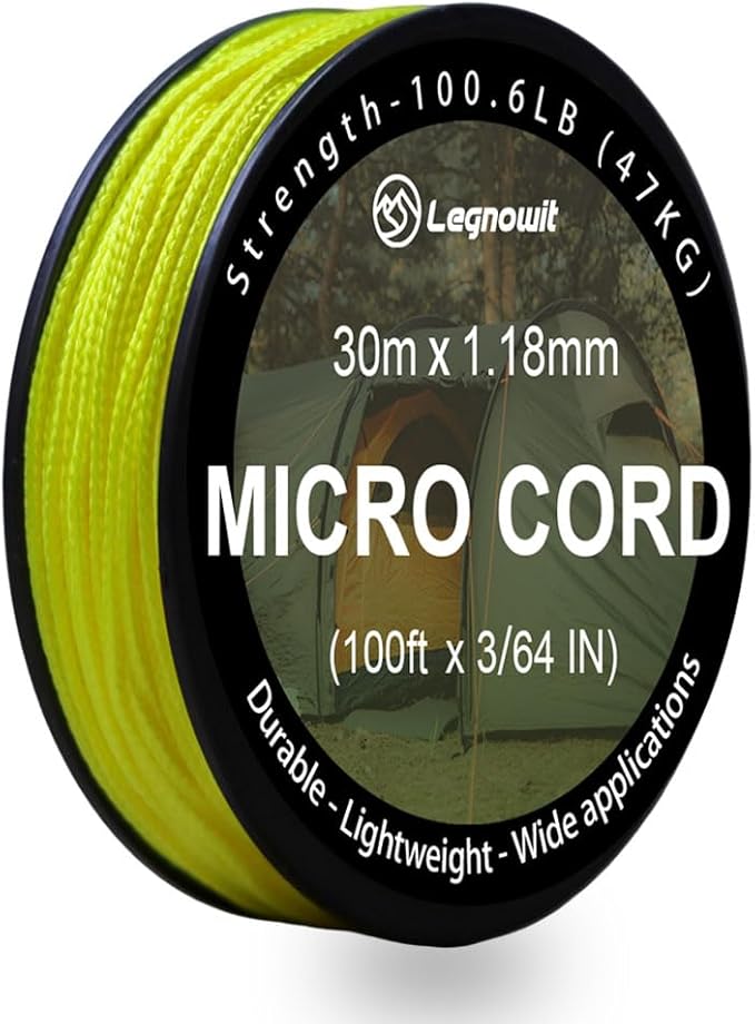 Micro Paracord, 1.18mm x 100ft Thin Mini Utility Braided Small Paracord for Crafting, DIY Project, Camping and More