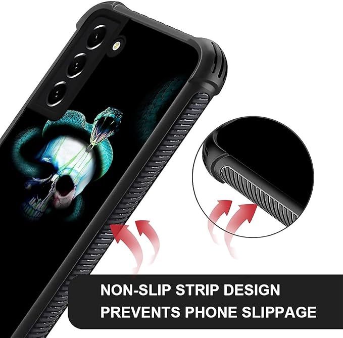 for Samsung Galaxy S21 FE Case, Skeleton Winding Snake Pattern Graphic Design Girl Boy Soft Silicone Hard Acrylic Shock Protection for Samsung Galaxy S21 FE