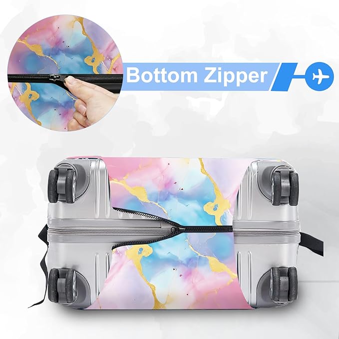 ANNA QUEEN Pink Marble Travel Luggage Cover -Stretchable Airplane Suitcase Protector Sleeve,Universal Washable Fit for 28-30 Inch Checked Baggage,Water Resistant Durable Luggage Protector