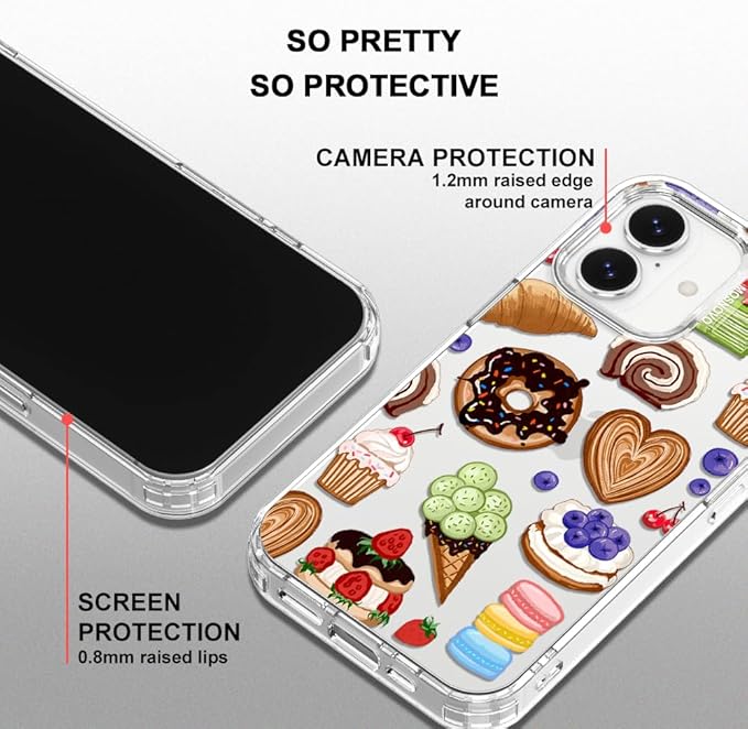 MOSNOVO for iPhone 17 Case, Shockproof Military-Grade Protection 6.6ft Drop Tested, Camera Control, Clear Phone Case for iPhone 17, Sweet Treats Design