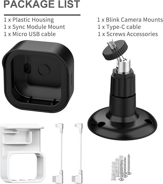 Blink Outdoor 4th Gen Camera Mount, 1 Pack Weatherproof Protective Cover and 360 Degrees Adjustable Mounting with Sync Module Mount for Blink Module