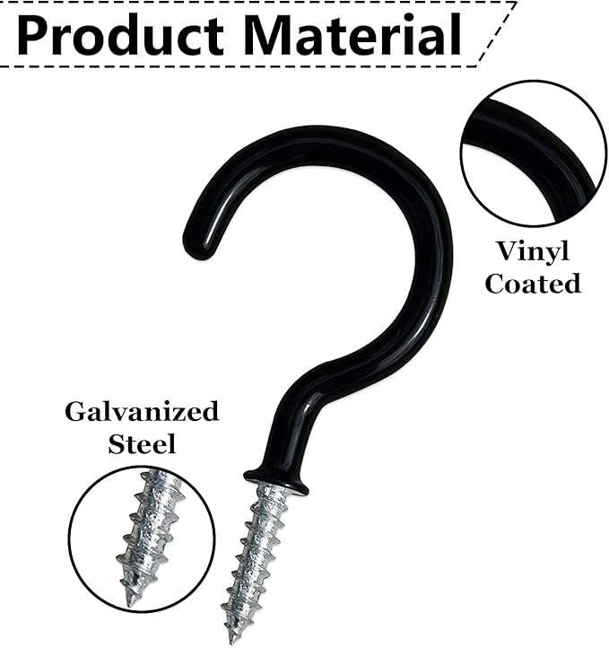 12 Pcs Ceiling Hooks for Hanging Plants - 2.9 inches Heavy Duty, Hanging Hooks for Christmas Lights, Cups, Decors - White Vinyl Coated Screw in Plant Hanger Hook Indoor and Outdoor