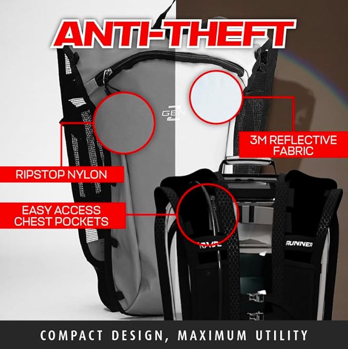 Festival Approved Hydration Backpack Rave | Anti-Theft Chest Pockets, 2L Bladder Included, Lightweight Ripstop Design