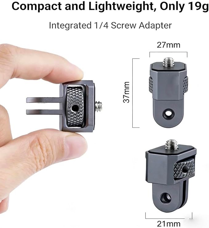 Aluminum Camera Tripod Adapter 1/4"-20 Conversion Adapter Mounts Compatible with Gopro Action Cameras Insta360 and Other Standard 1/4 Accessories, Quarter Inch Mount Adapter (Type CC)