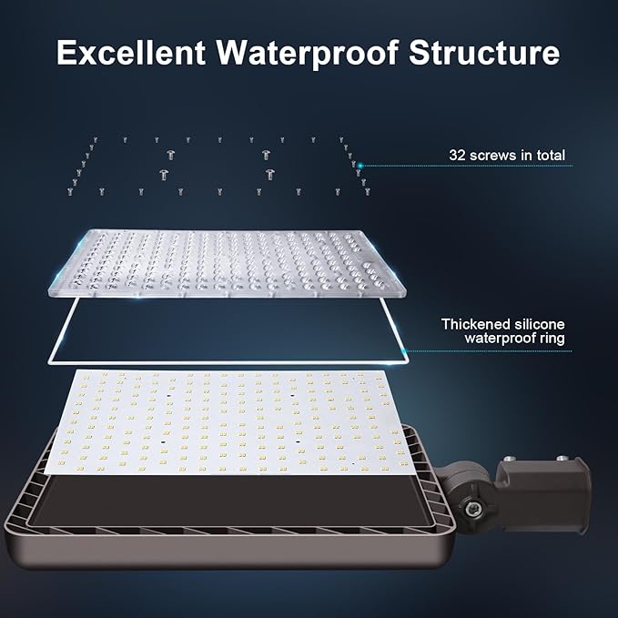 480W LED Parking Lot Light Outdoor,72000LM 100V-277V Dusk to Dawn LED Building Flood Lights Commercial 5000K Slip Fitter Street Pole Lights IP65 Waterproof Large Area Shoebox Barn Lighting
