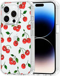 MOSNOVO Case for iPhone 14 Pro, [Buffertech 6.6ft Military-Grade Drop Protection] [Anti Peel Off Tech] Clear TPU Bumper Phone Case Cover Design - Cute Cherry
